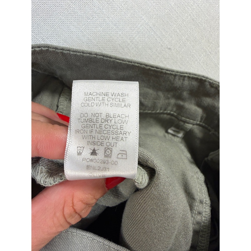 Evereve Sage Green Linen Blend Wide Leg Utility Pants Button Fly Size 26 - Picture 6 of 8